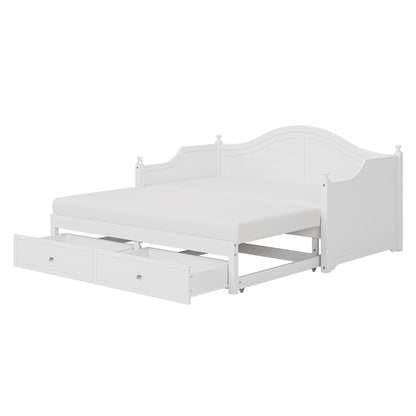 Lit de repos double en bois avec tiroirs de rangement, canapé-lit en bois pour salon, chambre d'amis