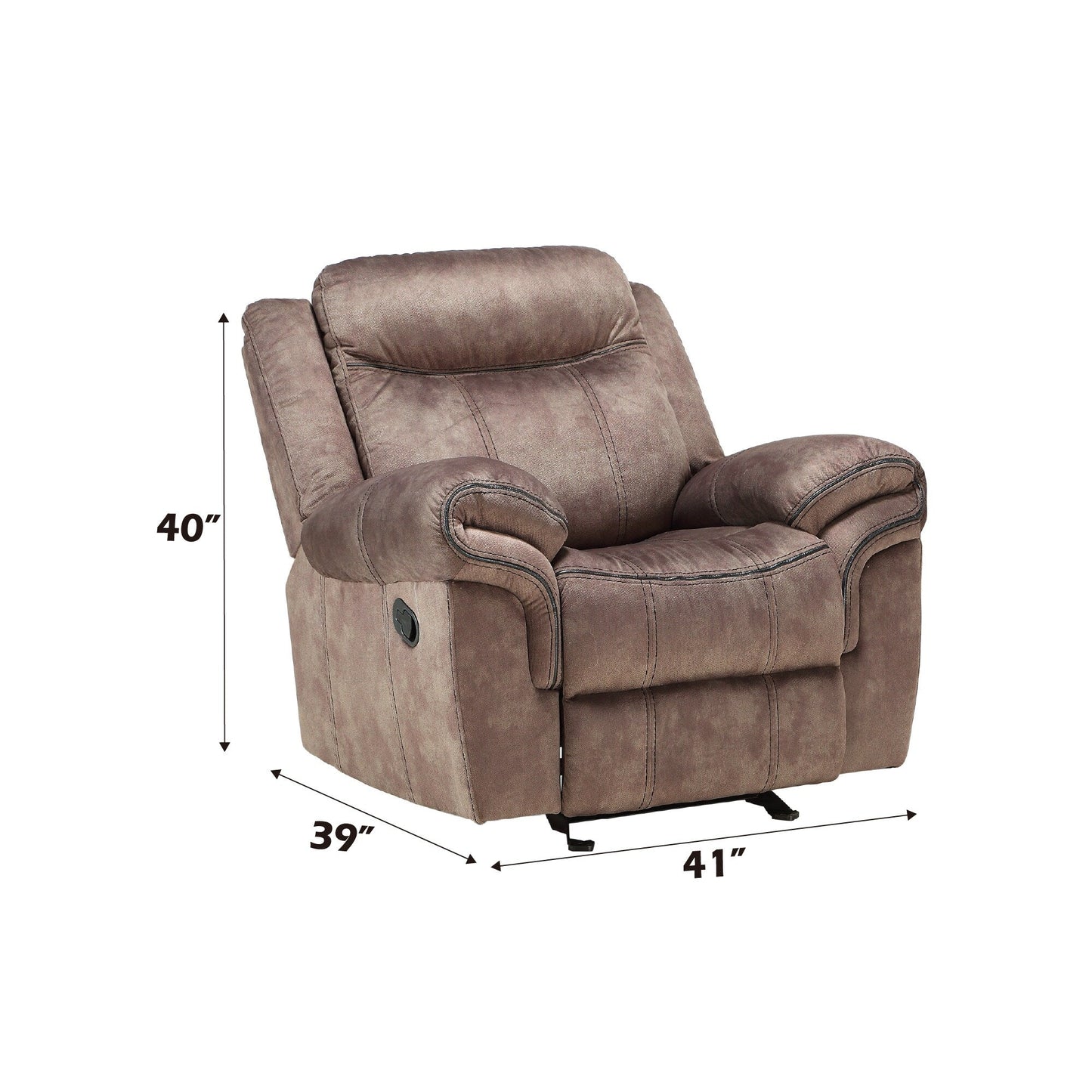 Fauteuil inclinable en velours chocolat bicolore