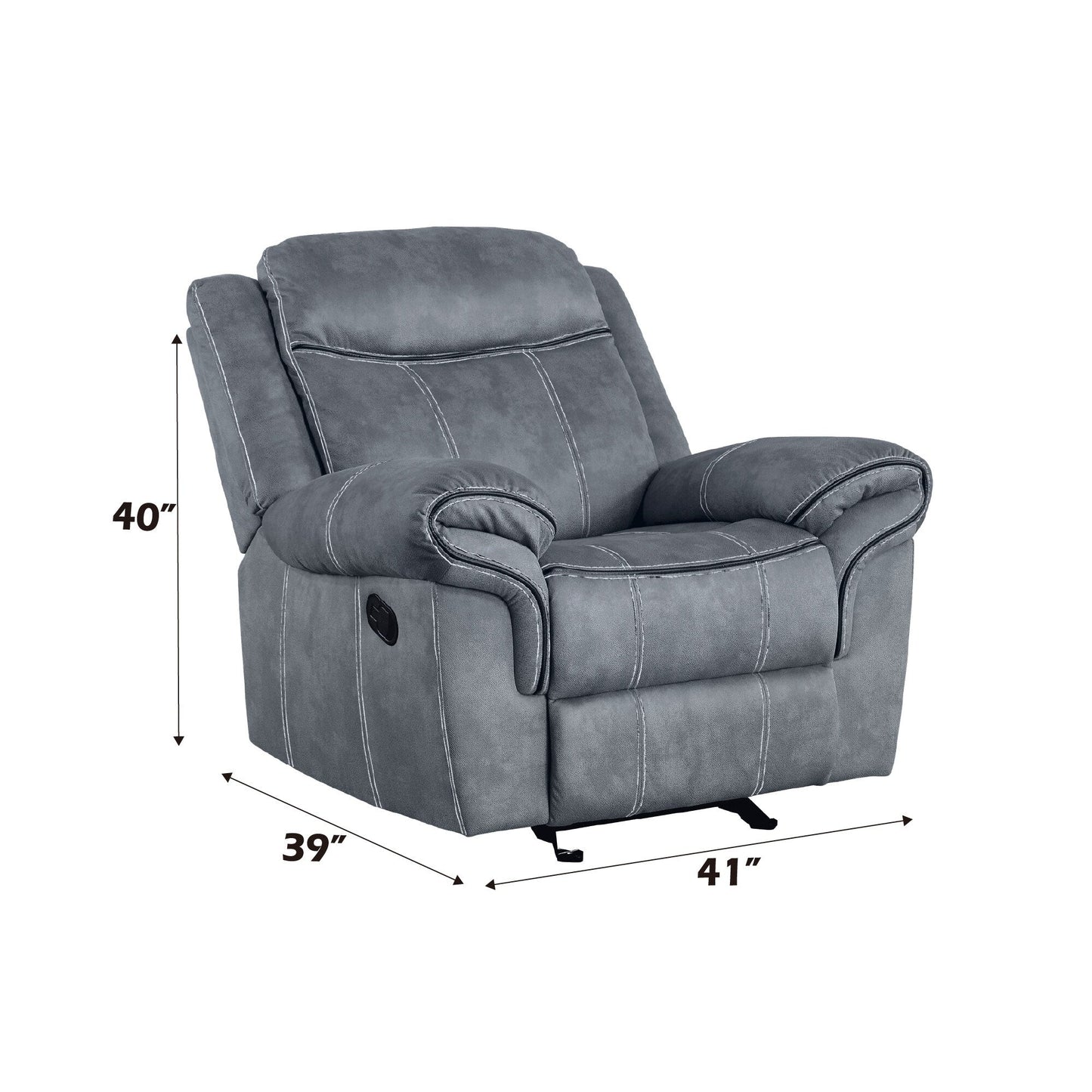 Fauteuil inclinable en velours gris bicolore