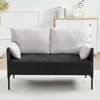 Canapé causeuse bicolore avec accoudoirs enveloppés