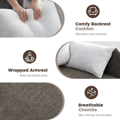 Canapé causeuse bicolore avec accoudoirs enveloppés