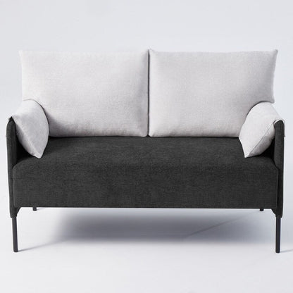 Canapé causeuse bicolore avec accoudoirs enveloppés