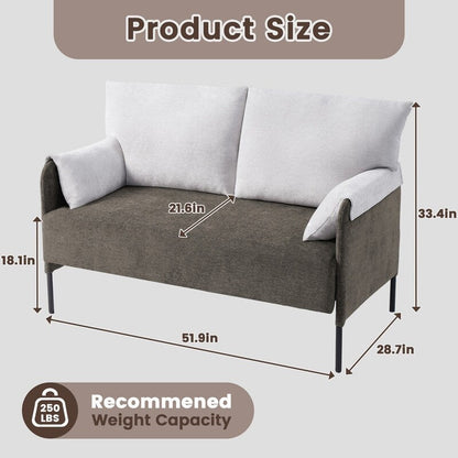 Canapé causeuse bicolore avec accoudoirs enveloppés