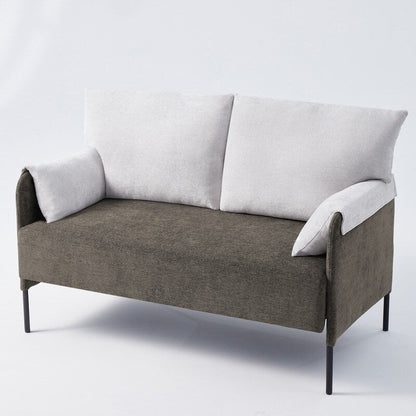 Canapé causeuse bicolore avec accoudoirs enveloppés