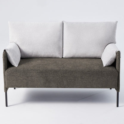 Canapé causeuse bicolore avec accoudoirs enveloppés