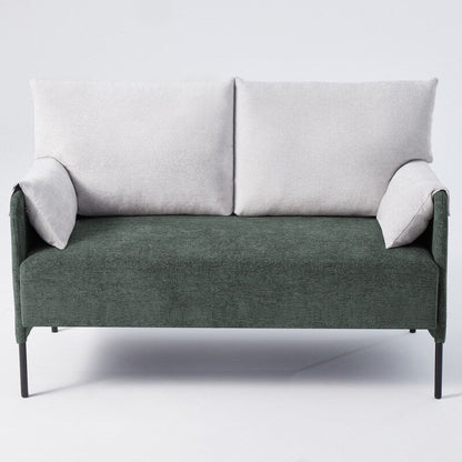 Canapé causeuse bicolore avec accoudoirs enveloppés