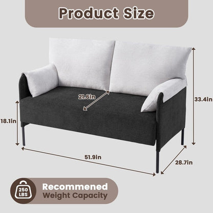 Canapé causeuse bicolore avec accoudoirs enveloppés