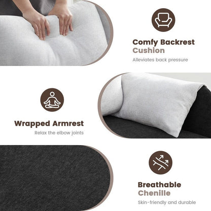 Canapé causeuse bicolore avec accoudoirs enveloppés