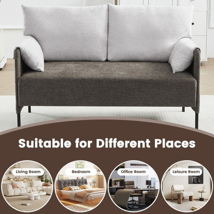 Canapé causeuse bicolore avec accoudoirs enveloppés