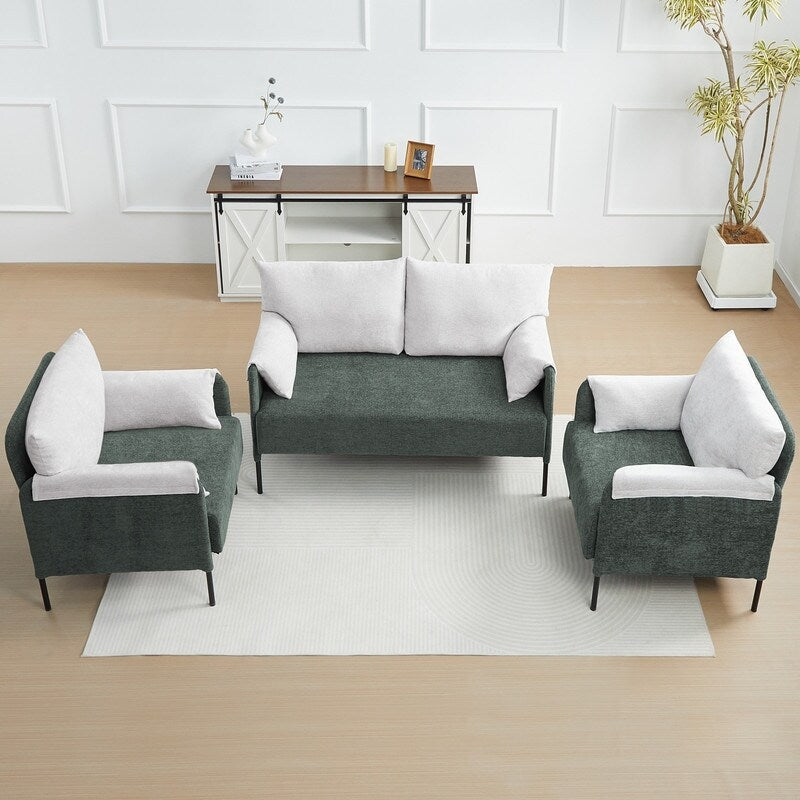 Canapé causeuse bicolore avec accoudoirs enveloppés