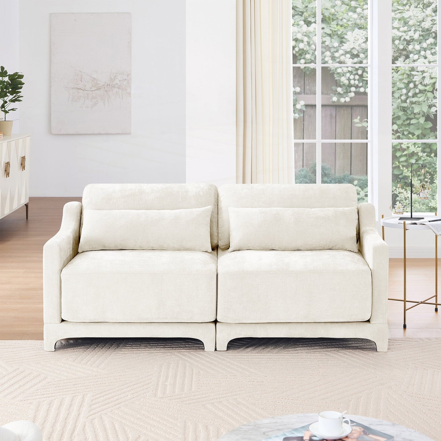 Canapé deux places en tissu chenille