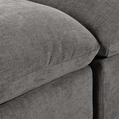 Canapé sectionnel 6 places en lin en forme de U avec 2 poufs de rangement amovibles pour le salon et les home cinémas