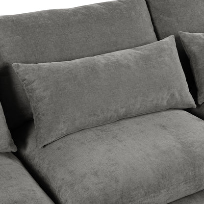 Canapé sectionnel 6 places en lin en forme de U avec 2 poufs de rangement amovibles pour le salon et les home cinémas