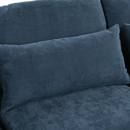 Canapé sectionnel 6 places en lin en forme de U avec 2 poufs de rangement amovibles pour le salon et les home cinémas