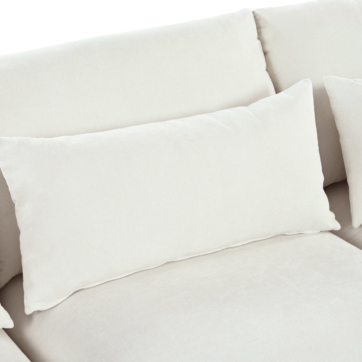 Canapé sectionnel 6 places en lin en forme de U avec 2 poufs de rangement amovibles pour le salon et les home cinémas