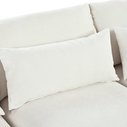 Canapé sectionnel 6 places en lin en forme de U avec 2 poufs de rangement amovibles pour le salon et les home cinémas