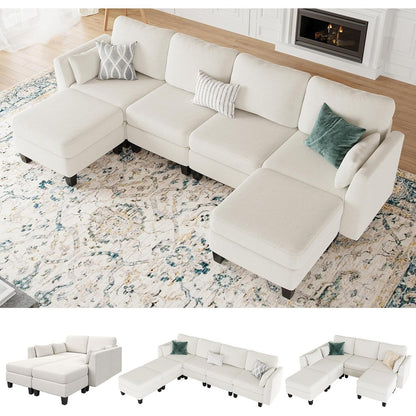 Canapé sectionnel modulaire en U - Canapé convertible 6 places avec mousse à mémoire de forme haute densité, canapé de salon moderne et confortable