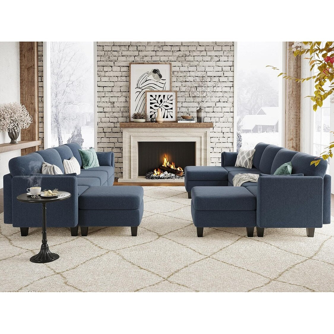 Canapé sectionnel modulaire en U - Canapé convertible 6 places avec mousse à mémoire de forme haute densité, canapé de salon moderne et confortable