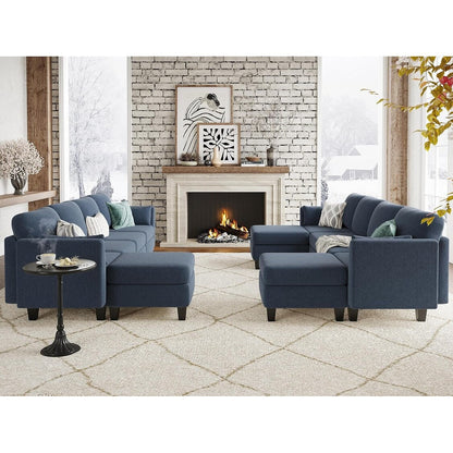 Canapé sectionnel modulaire en U - Canapé convertible 6 places avec mousse à mémoire de forme haute densité, canapé de salon moderne et confortable