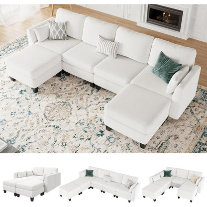 Canapé sectionnel modulaire en U - Canapé convertible 6 places avec mousse à mémoire de forme haute densité, canapé de salon moderne et confortable