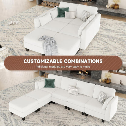 Canapé sectionnel modulaire en U - Canapé convertible 6 places avec mousse à mémoire de forme haute densité, canapé de salon moderne et confortable