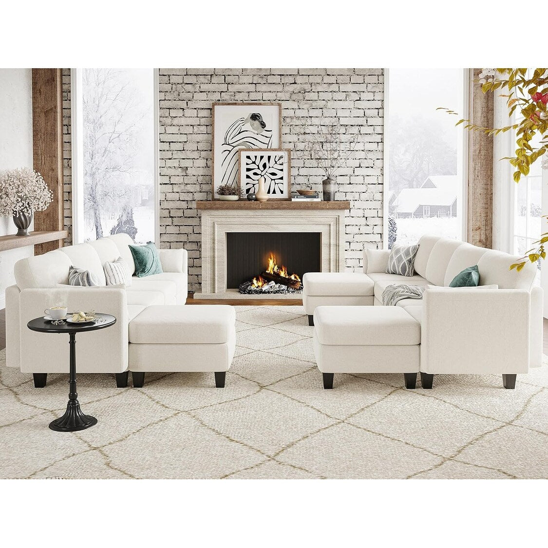 Canapé sectionnel modulaire en U - Canapé convertible 6 places avec mousse à mémoire de forme haute densité, canapé de salon moderne et confortable