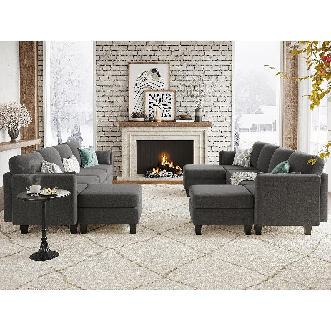 Canapé sectionnel modulaire en U - Canapé convertible 6 places avec mousse à mémoire de forme haute densité, canapé de salon moderne et confortable