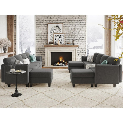Canapé sectionnel modulaire en U - Canapé convertible 6 places avec mousse à mémoire de forme haute densité, canapé de salon moderne et confortable