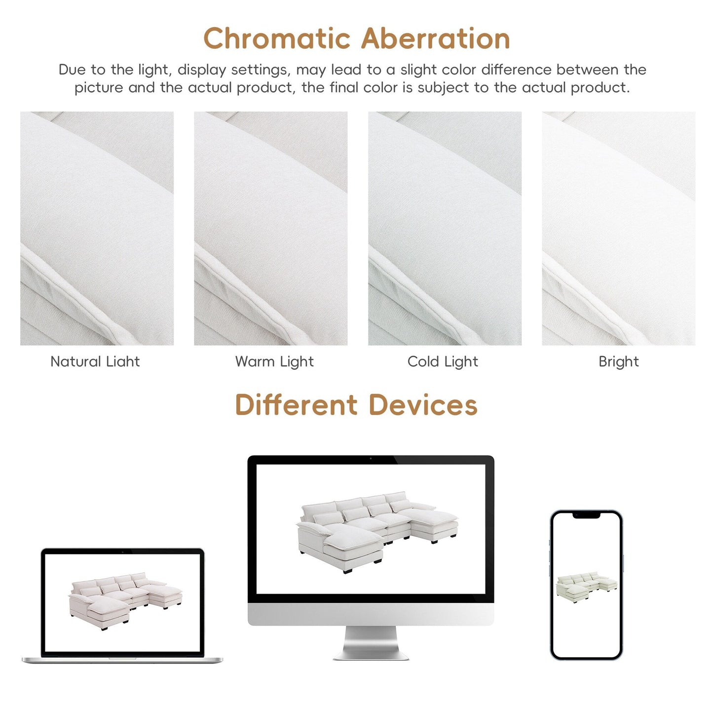 Canapé sectionnel en U avec coussins de taille, canapé symétrique rembourré 6 places, canapé-lit avec méridienne