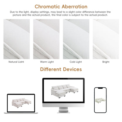 Canapé sectionnel en U avec coussins de taille, canapé symétrique rembourré 6 places, canapé-lit avec méridienne