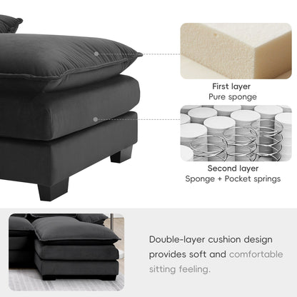 Canapé sectionnel en U avec coussins de taille, canapé symétrique rembourré 6 places, canapé-lit avec méridienne