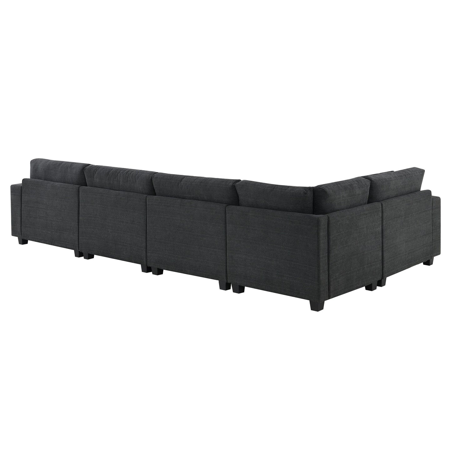 Canapé sectionnel en U, ensemble de canapés en chenille avec pouf, rangement dissimulé dans l'accoudoir et porte-gobelets, ports de chargement USB