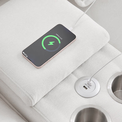 Canapé en U avec console, porte-gobelets et ports USB, mobilier d'intérieur symétrique rembourré, ensemble canapé-lit avec méridienne