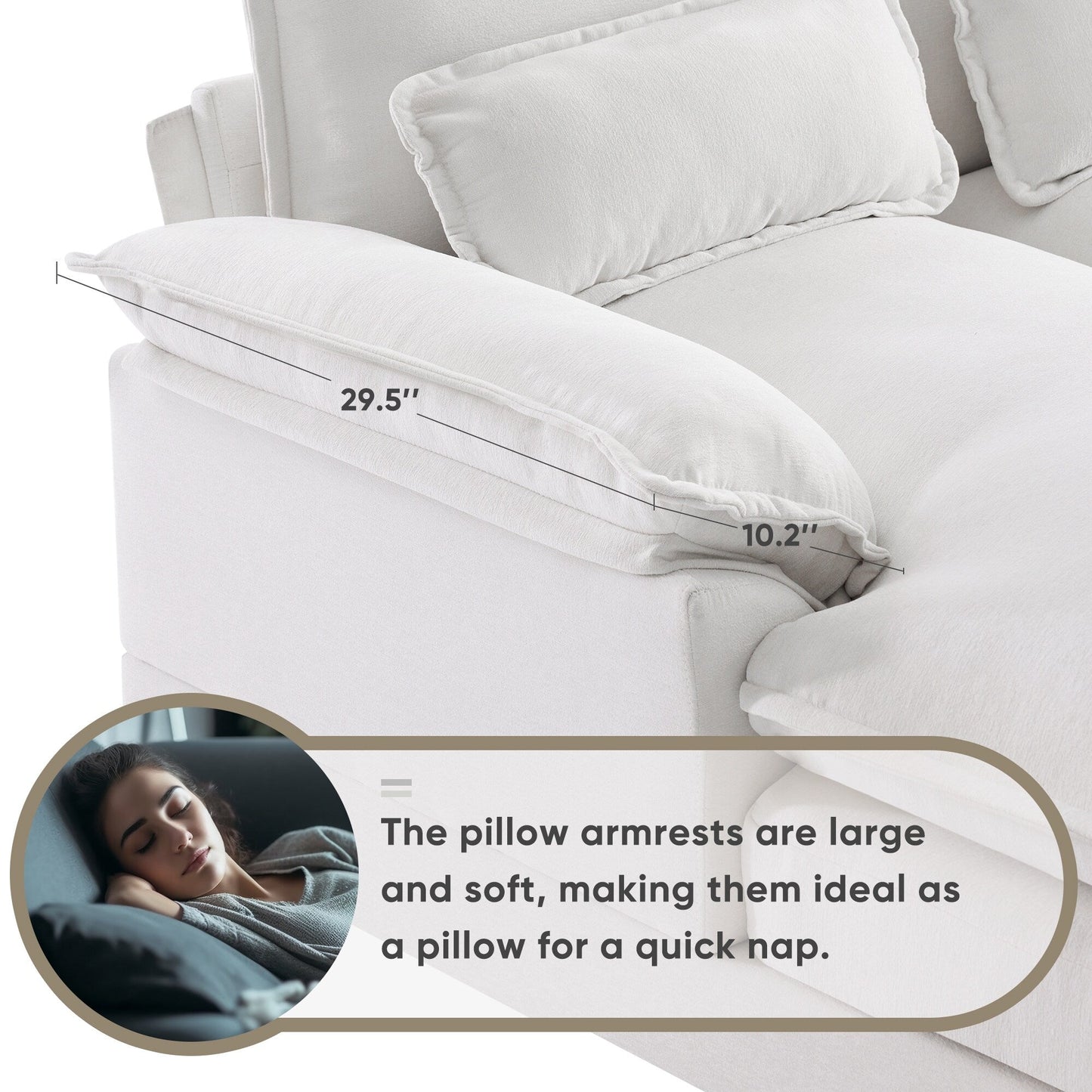 Canapé en U avec console, porte-gobelets et ports USB, mobilier d'intérieur symétrique rembourré, ensemble canapé-lit avec méridienne