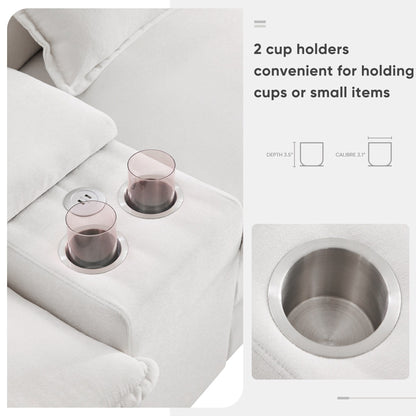 Canapé en U avec console, porte-gobelets et ports USB, mobilier d'intérieur symétrique rembourré, ensemble canapé-lit avec méridienne