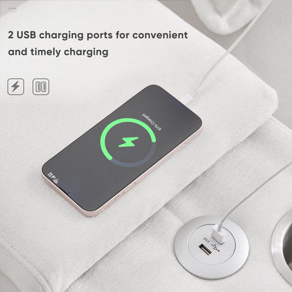 Canapé en U avec console, porte-gobelets et ports USB, mobilier d'intérieur symétrique rembourré, ensemble canapé-lit avec méridienne