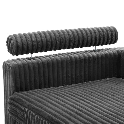 Fauteuils de salon rembourrés en peluche UIXE avec accoudoir droit et coussin lombaire