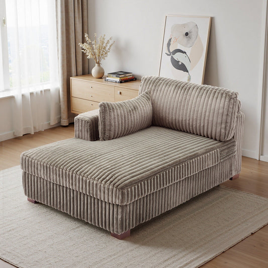 Fauteuils de salon rembourrés en peluche UIXE avec accoudoir droit et coussin lombaire