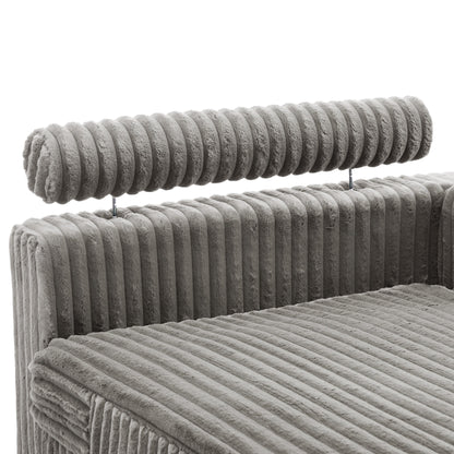 Fauteuils de salon rembourrés en peluche UIXE avec accoudoir droit et coussin lombaire