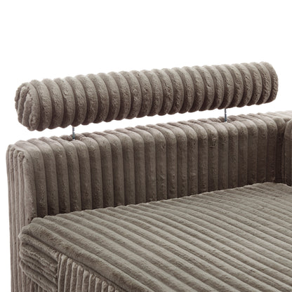 Fauteuils de salon rembourrés en peluche UIXE avec accoudoir droit et coussin lombaire