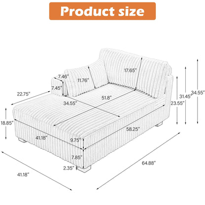 Fauteuils de salon rembourrés en peluche UIXE avec accoudoir droit et coussin lombaire
