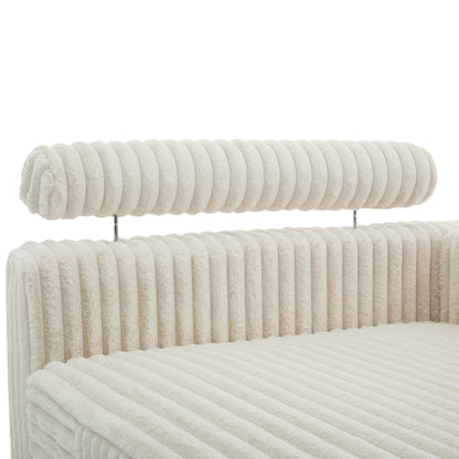 Fauteuils de salon rembourrés en peluche UIXE avec accoudoir droit et coussin lombaire