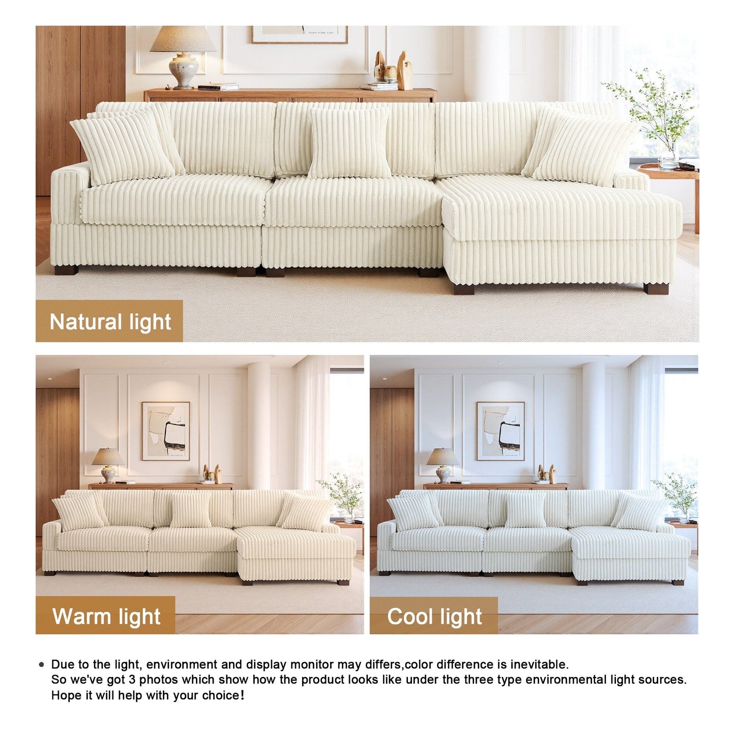 Canapé modulaire en forme de L en velours rembourré UIXE