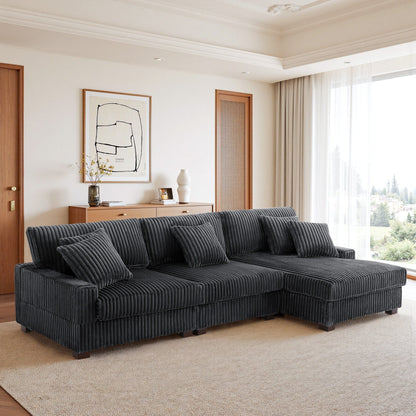 Canapé modulaire en forme de L en velours rembourré UIXE