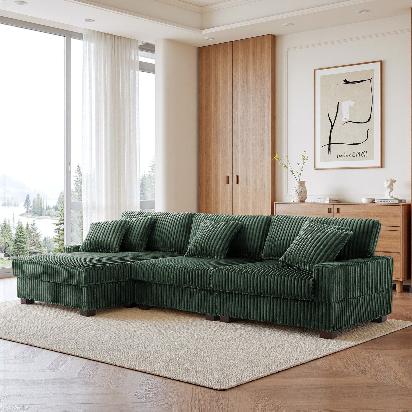 Canapé modulaire en forme de L en velours rembourré UIXE