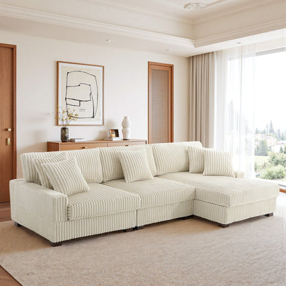 Canapé modulaire en forme de L en velours rembourré UIXE