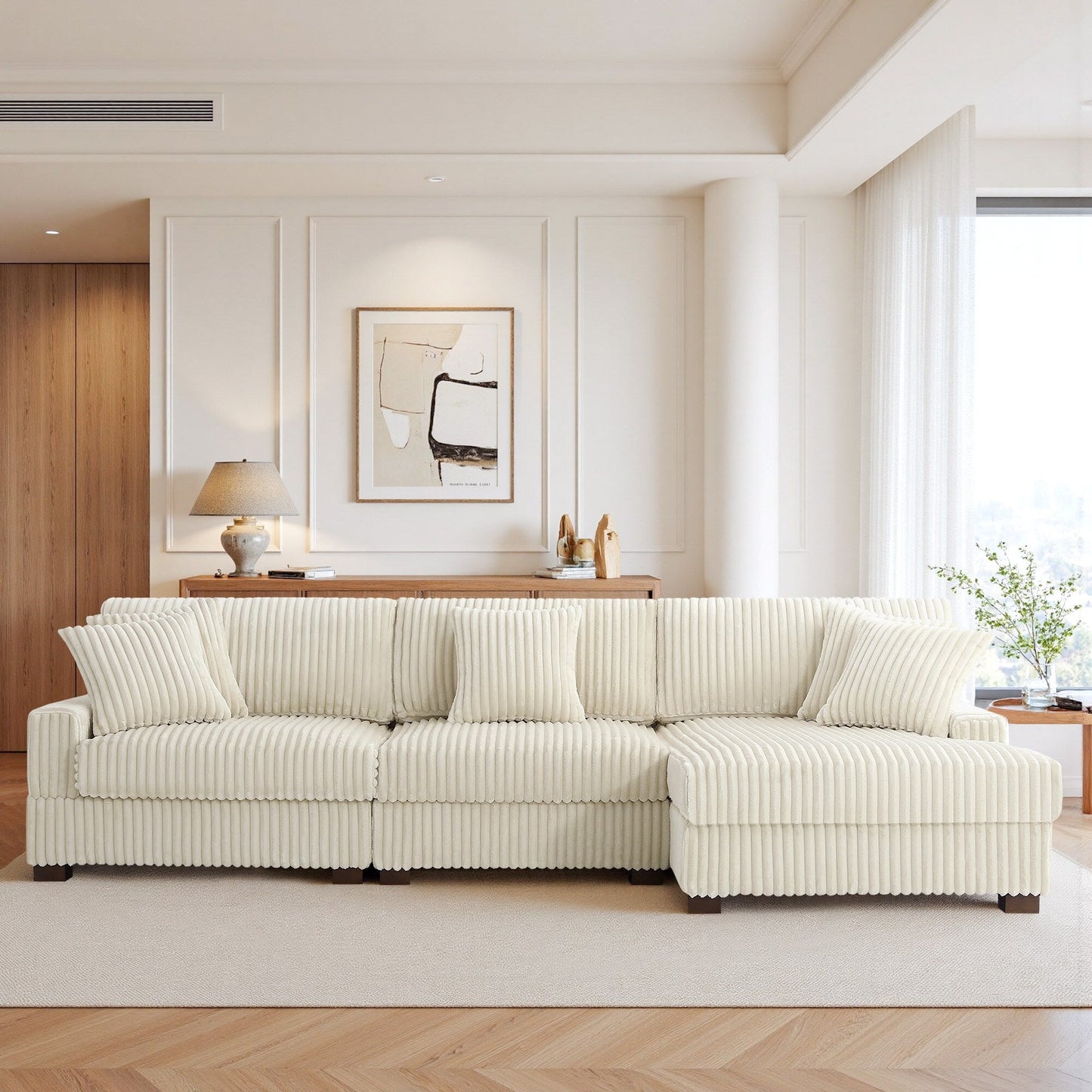 Canapé modulaire en forme de L en velours rembourré UIXE