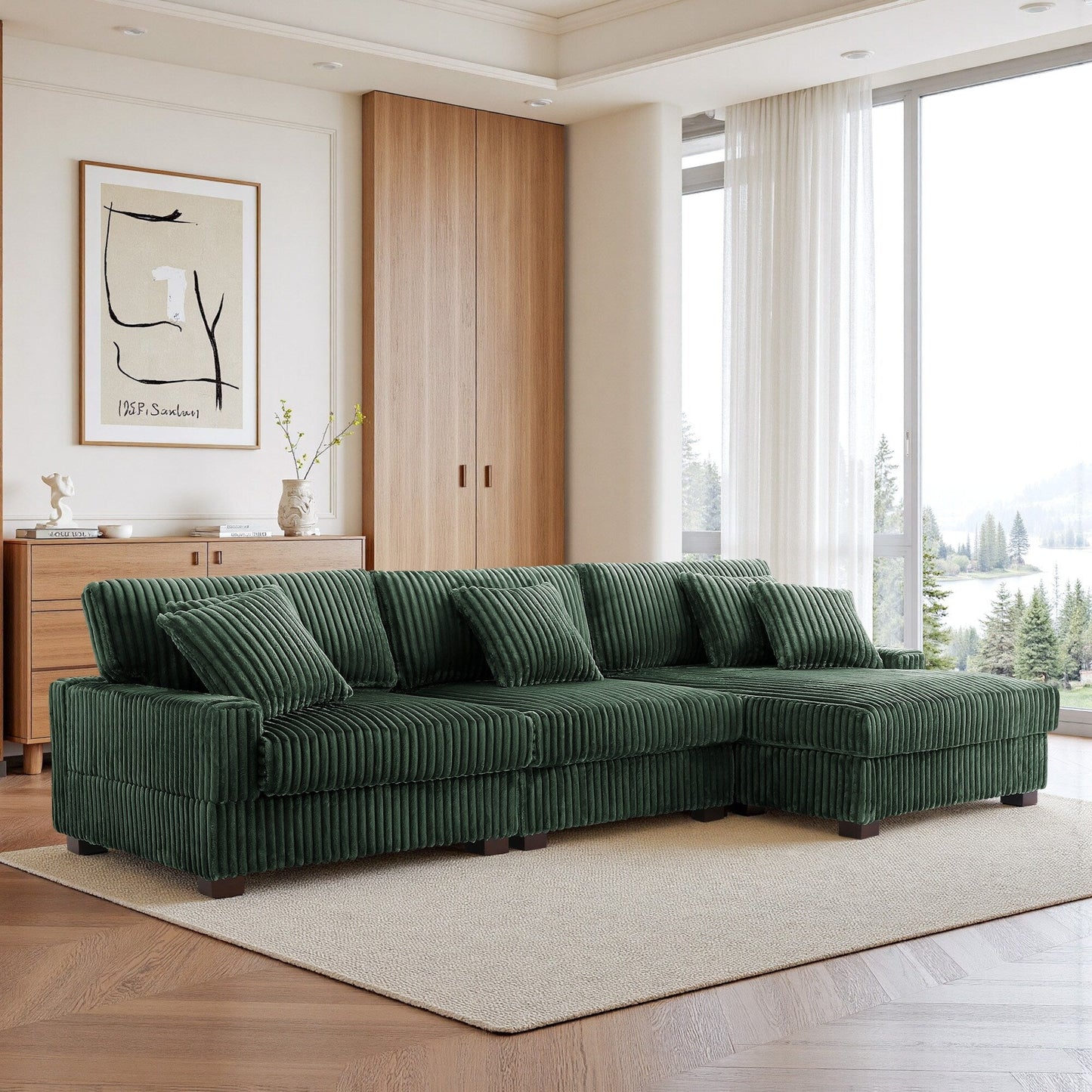 Canapé modulaire en forme de L en velours rembourré UIXE