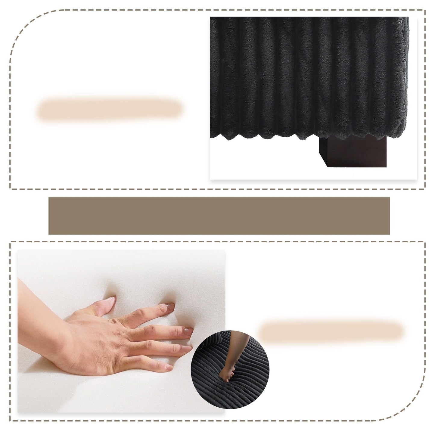 Canapé modulaire en forme de L en velours rembourré UIXE