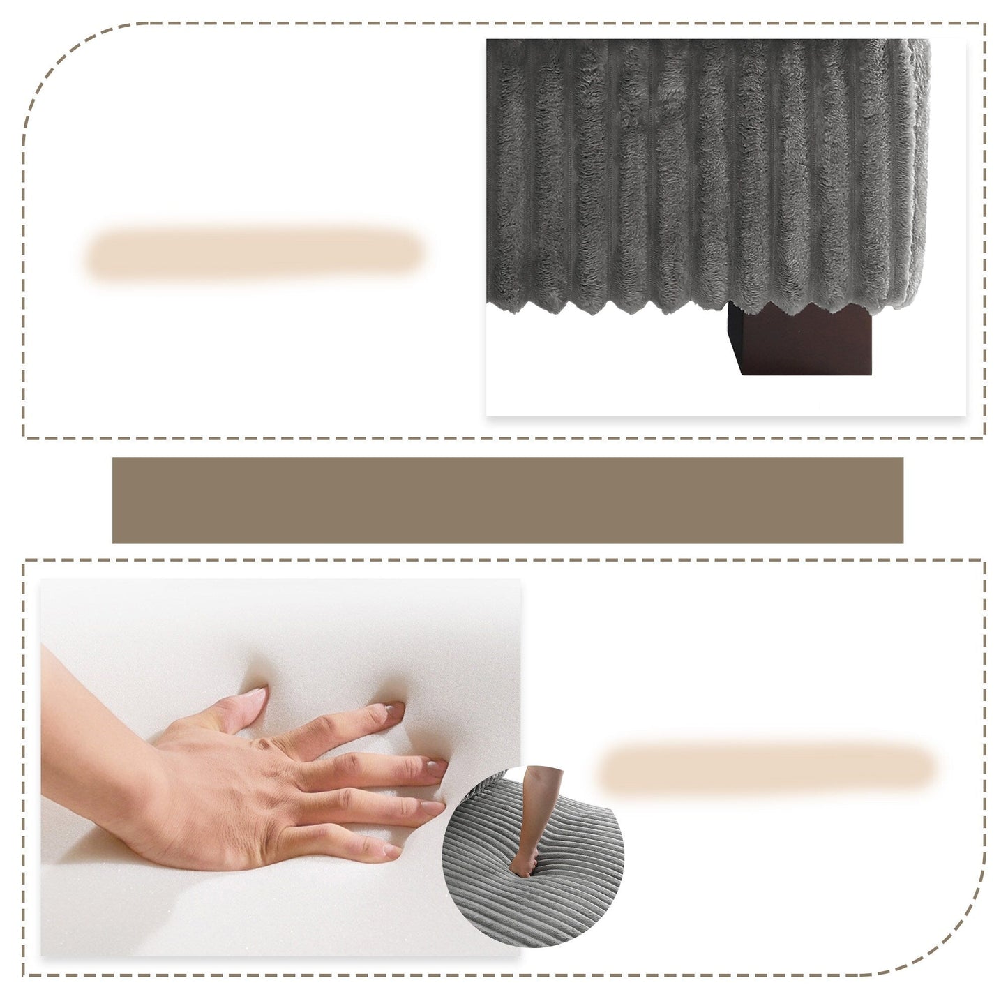 Canapé modulaire en forme de L en velours rembourré UIXE